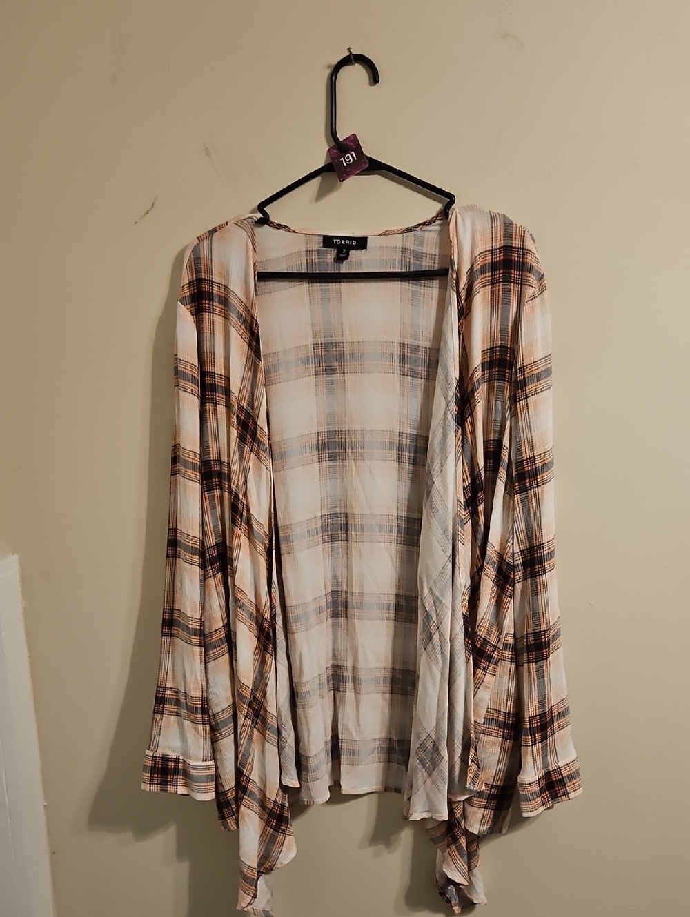 Torrid Pink and White Plaid Cardigan. In EUC